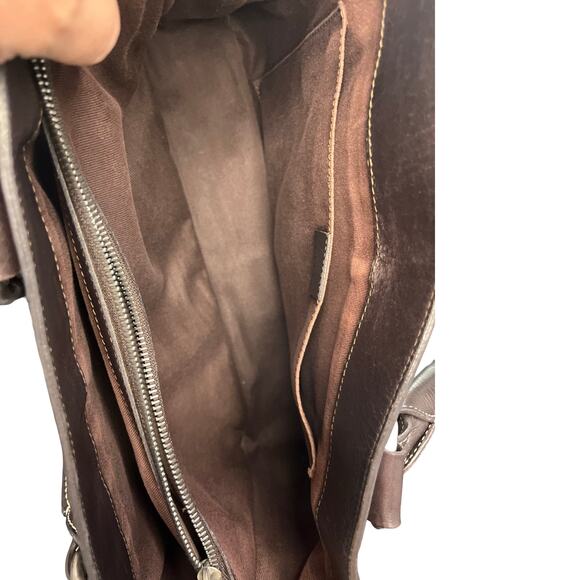 Celine CE00/33 Brown Leather Boogie Satchel Bag Made in Italy Top Handle Purse - Picture 13 of 15